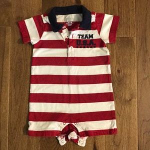 Old Navy red white and blue cotton romper. 9-12 mo